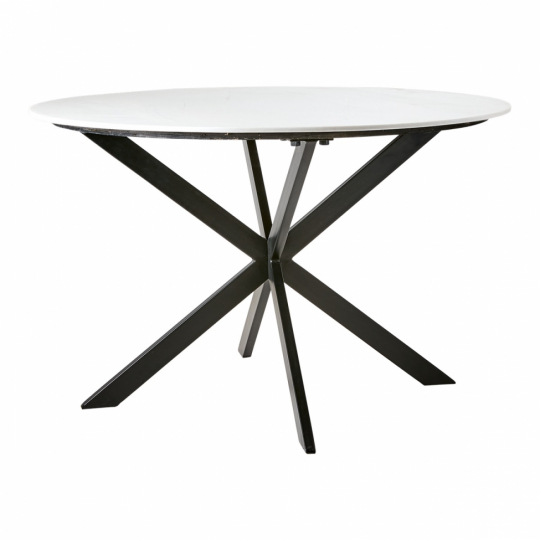 Eettafel 'Milan' rond 120cm - Wit/zwart