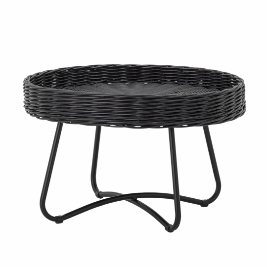 Salontafel 'Hattie' 60cm Rond - Zwart/Riet