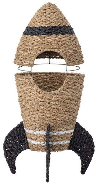 Opbergmand 'Space raket' - Natuur/Zwart