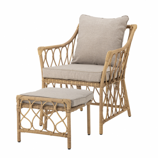 'Belluce' loungestoel – naturel/rotan