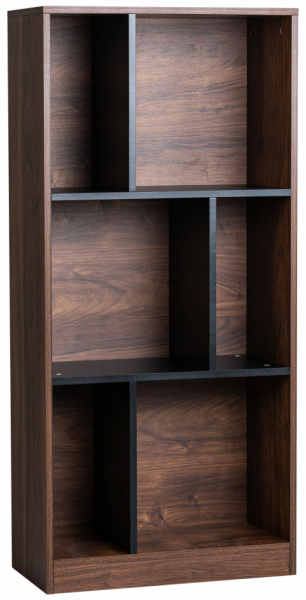 Boekenkast 'Colin' 60x129 - Noten/Zwart