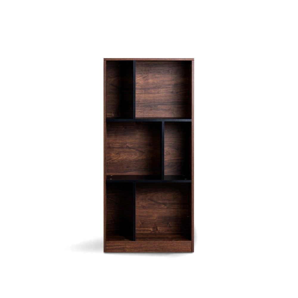 Boekenkast 'Colin' 60x129 - Noten/Zwart