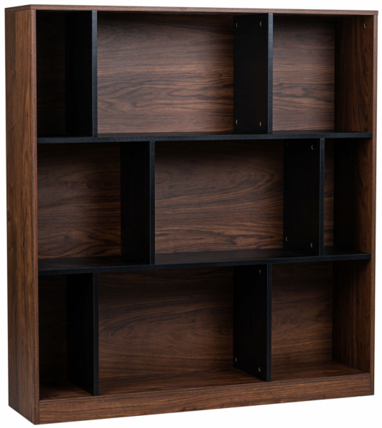 Boekenkast 'Colin' 118x129 - Noten/Zwart