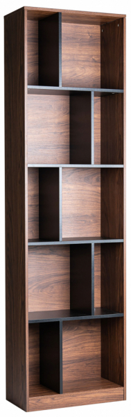 Boekenkast 'Colin' 60x210 - Noten/Zwart