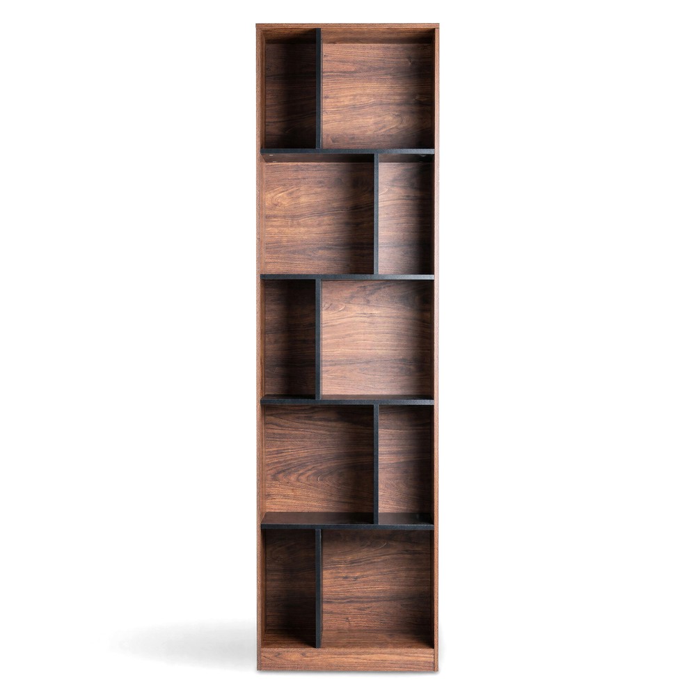 Boekenkast 'Colin' 60x210 - Noten/Zwart