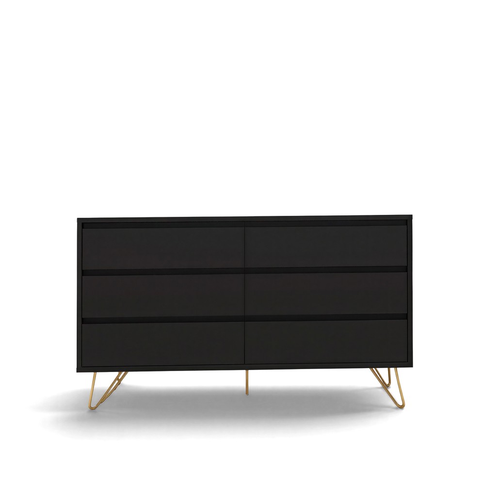Dressoir 'Elle' 120x70 - Zwart/Messing