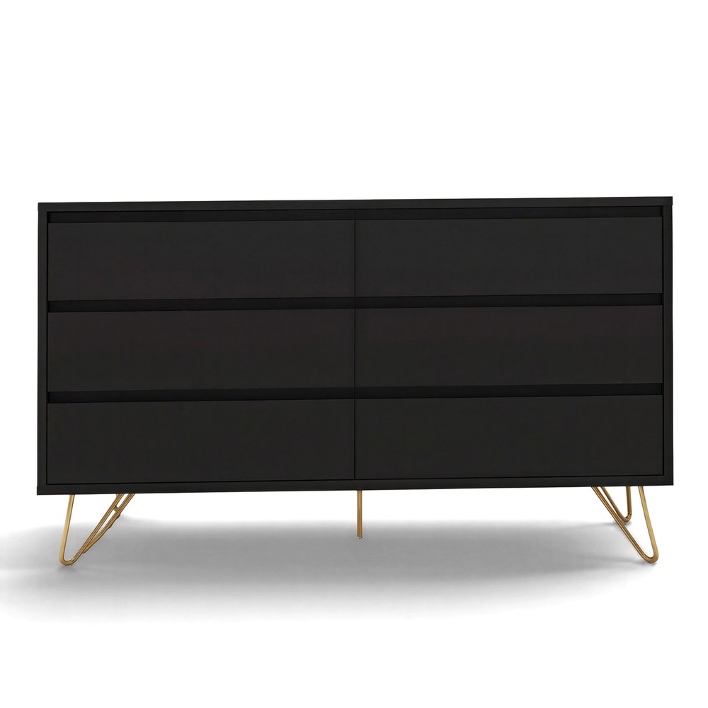 Dressoir 'Elle' 120x70 - Zwart/Messing
