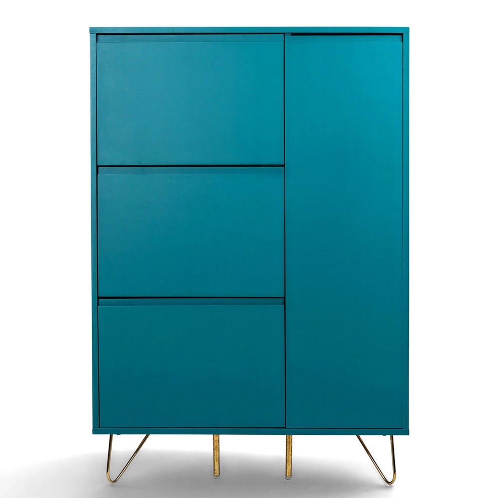 Schoenenkast 'Elle' - Turquoise/Messing