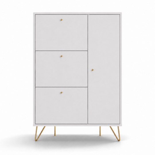 Schoenenkast 'Elle' - Wit/Messing