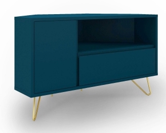 TV-meubel 'Elle' voor de hoek - Turquoise/Messing