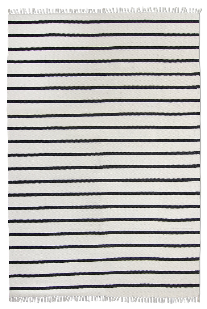 Katoenen vloerkleed 'Helle' - Wit/Zwart