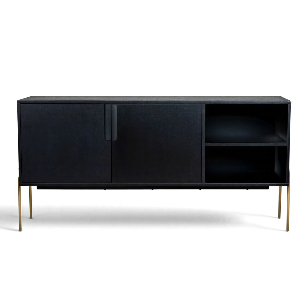 Dressoir 'Fr&ouml;lunda' - Zwart/Messing