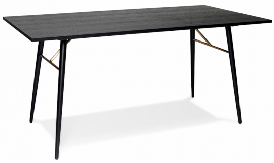 Eettafel 'Lux' 160x90cm - Zwart/Messing