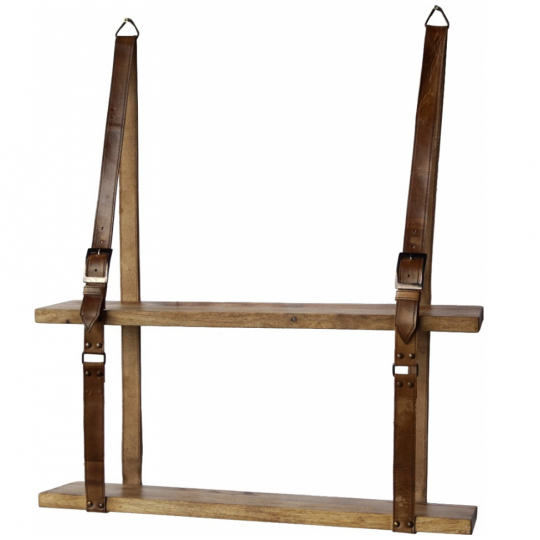 Wandplank Vintage - Leer/Hout