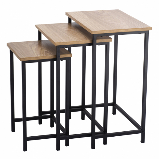 Salontafel 'Grums' 3 delen - Zwart/Hout