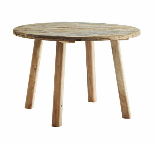 Eettafel 'Recycled' Rond 110cm - Natuur/gerecycled hout
