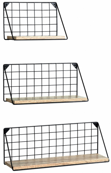 3-pack Wandplanken 'Net' - Zwart/Natuur