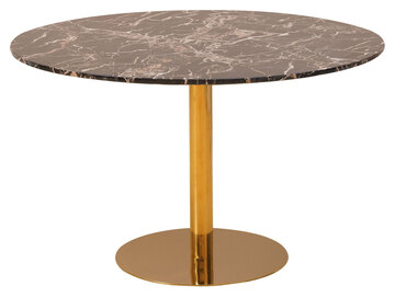 Eettafel 'Marbleous' Rond 120cm - Messing/Zwart