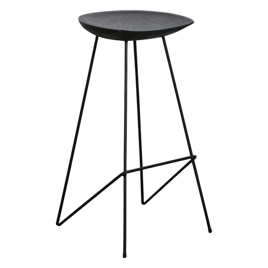 Kruk 'Teak' 77cm - Zwart