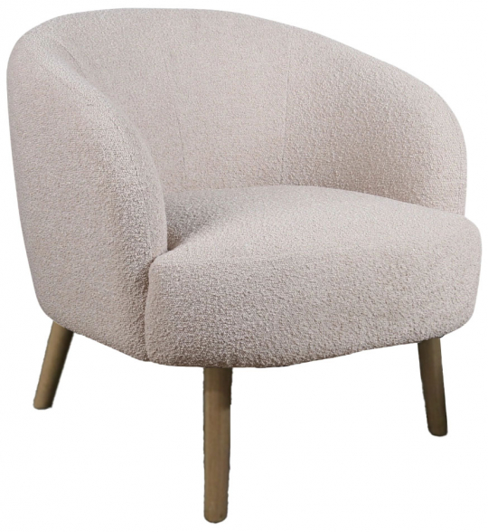 Fauteuil 'Capri' met houten poten - Beige/Bouclé