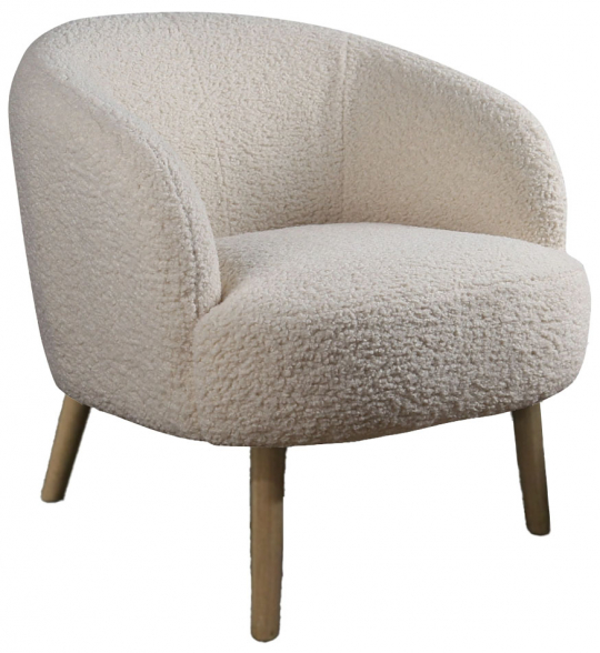 Fauteuil 'Capri' met houten poten - Wit