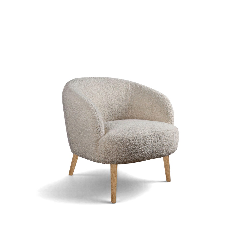 Fauteuil 'Capri' met houten poten - Wit