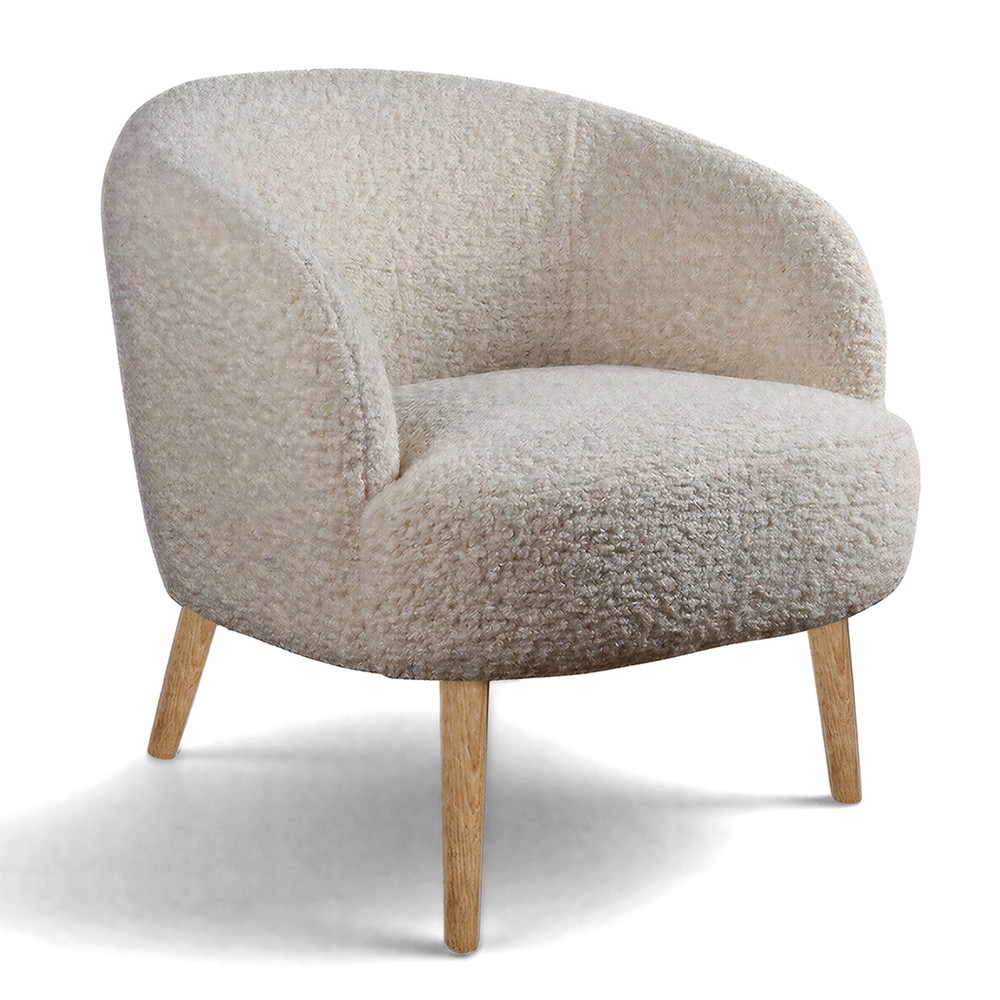 Fauteuil 'Capri' met houten poten - Wit