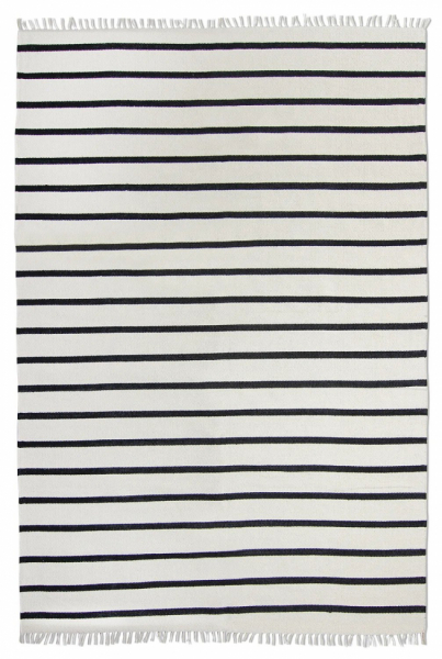 Katoenen tapijt 'Helle' 80x300cm - Wit/Zwart