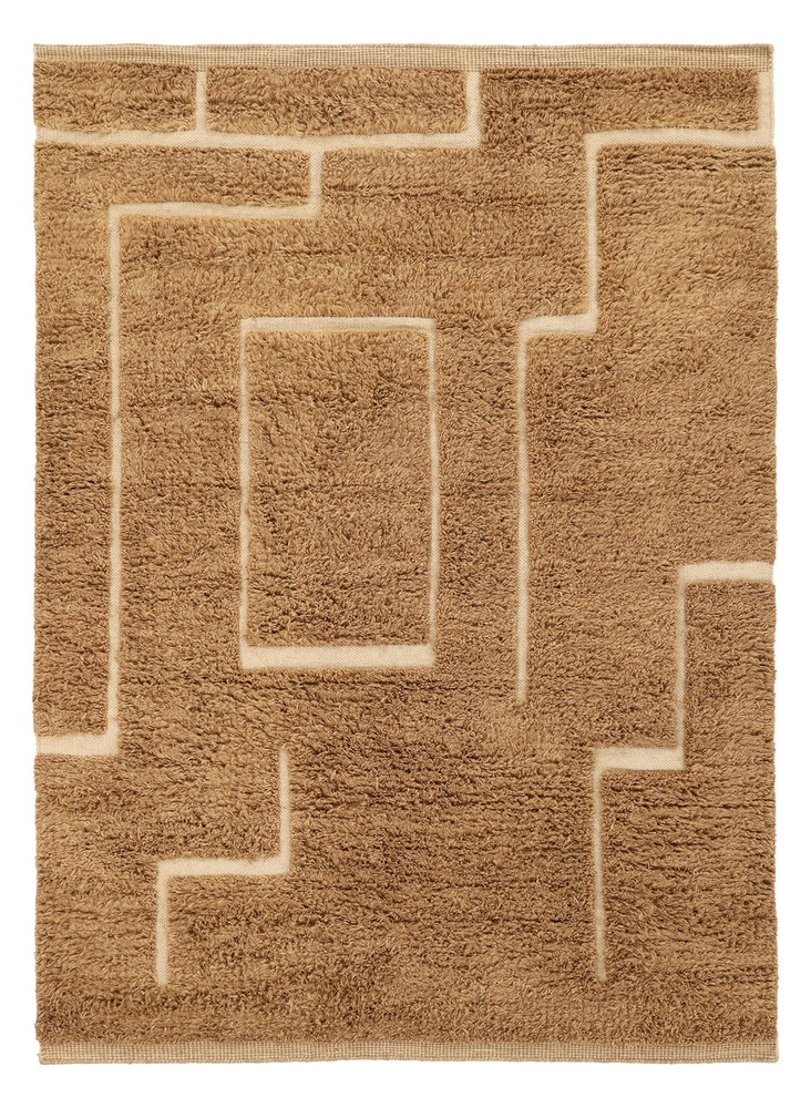 Hoogpolig Vloerkleed 'Kiberg Handgeweven Wol' - Beige