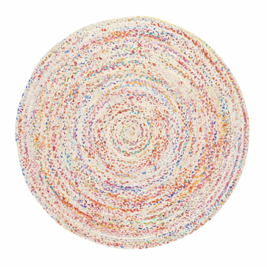 Ronde tapijt 'Flätan' 200cm - Wit/Multi
