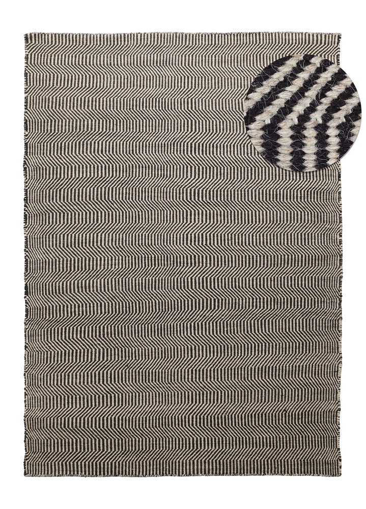 Wollen vloerkleed 'Larkana' - Beige/zwart