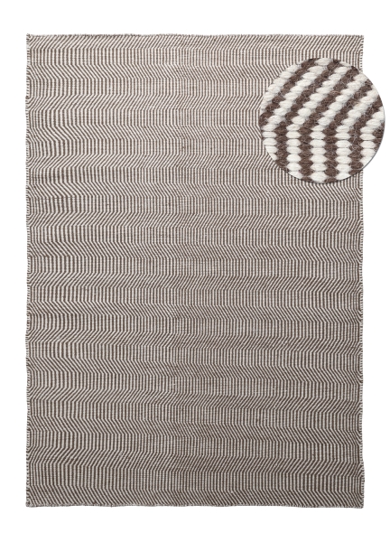 Wollen vloerkleed 'Larkana' - Bruin/wit