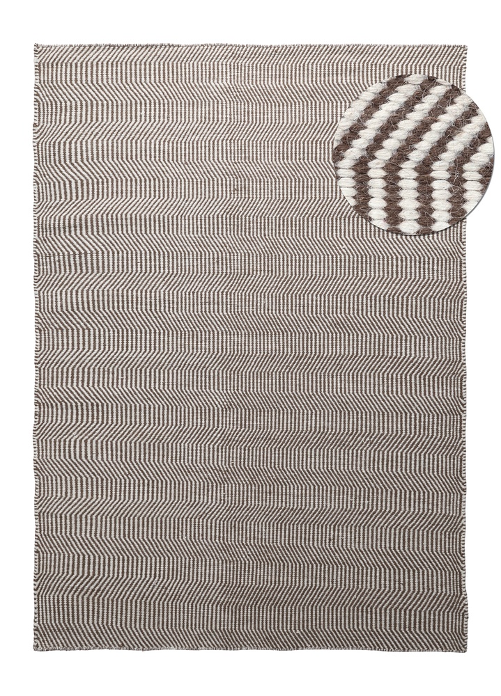 Wollen vloerkleed 'Larkana' - Bruin/wit