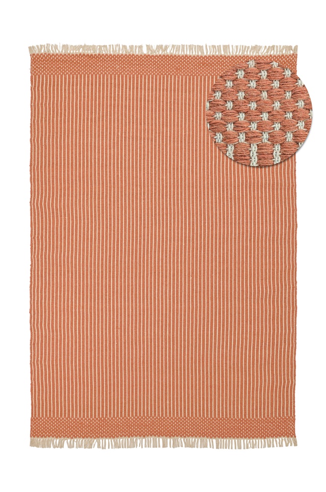 Wollen vloerkleed 'Arbil' - Terracotta/wit