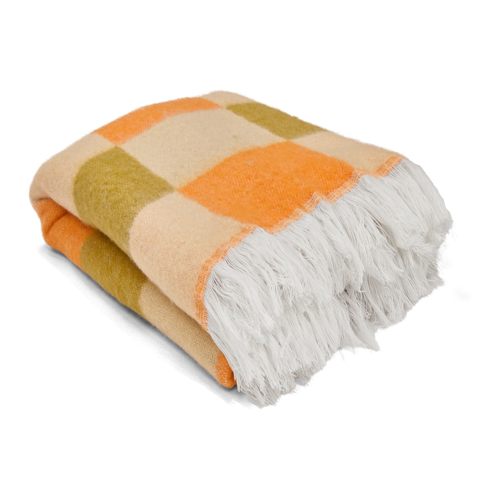 Geruite 'Audrey Check' 130x170cm - Beige/geel/oranje