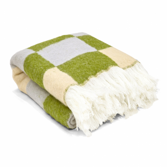 Geruite 'Audrey Check' 130x170cm - Beige/groen/paars