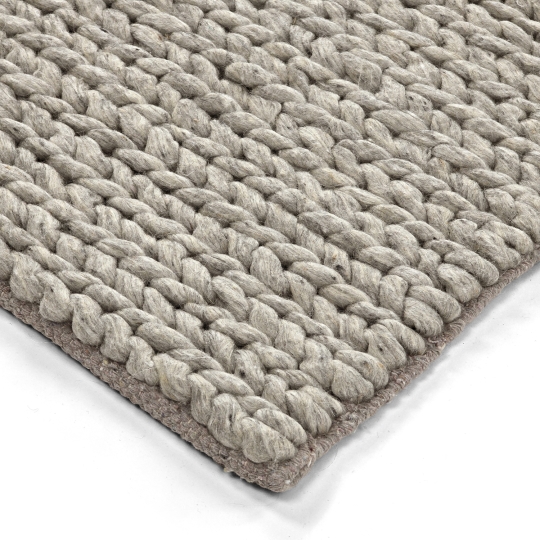 Wollen vloerkleed 'Talvia Braided Wool' - Grijs