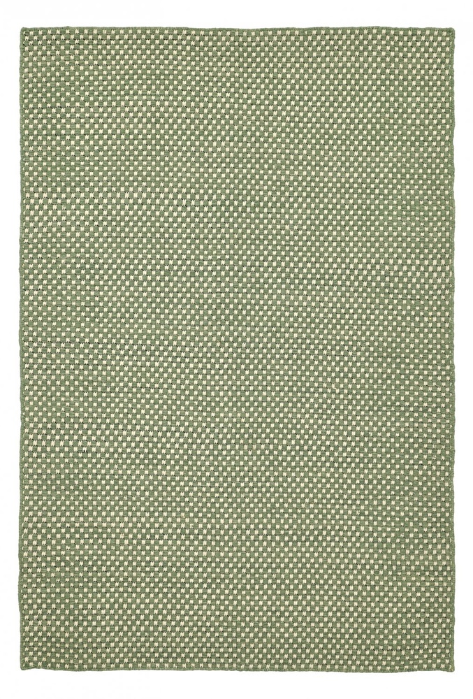 Wollen vloerkleed 'Ovelia' - Groen/wit