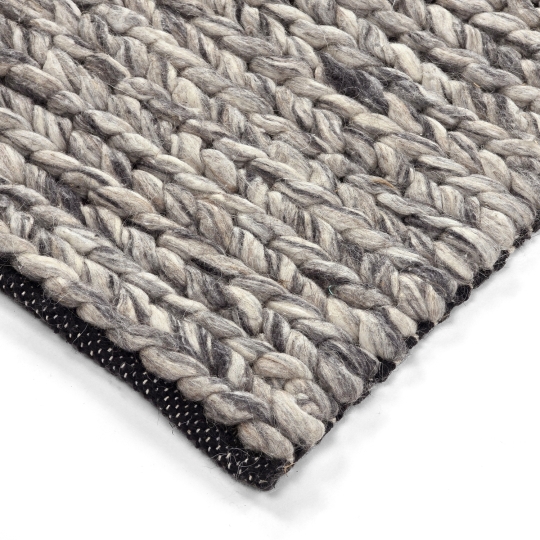 Wollen vloerkleed 'Talvia Braided Wool' - Donkergrijs