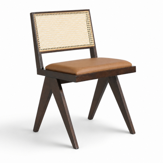Stoel 'Jean' - Bruin eiken/Beige
