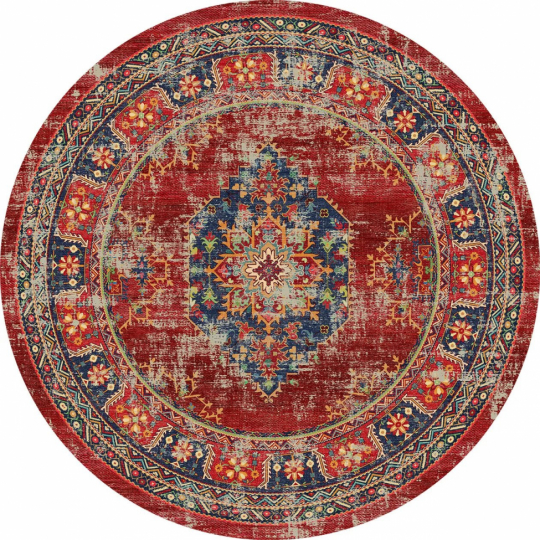 Ronde mat 'Soussi' 120cm - Rood/Multi