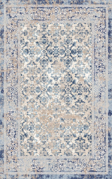 Wilton tapijt 'Denizli' 80x250cm - Blauw