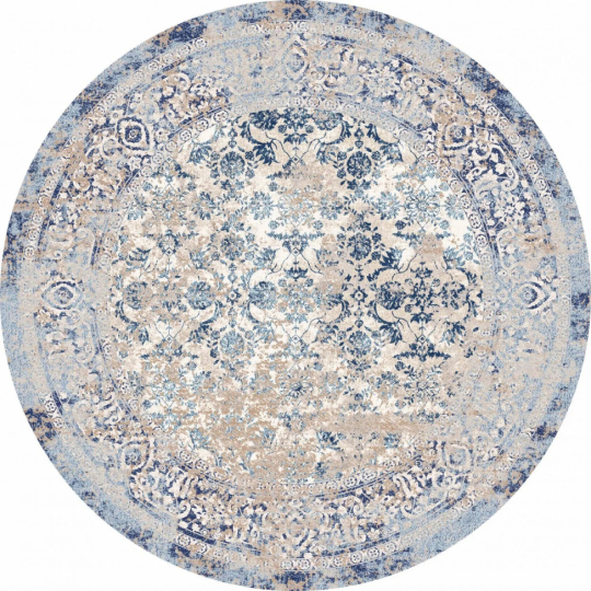 Ronde tapijt 'Denizli' 200cm - Blauw