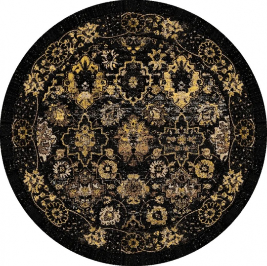 Rond kleed 'Fernana' 120cm - Zwart/Goud