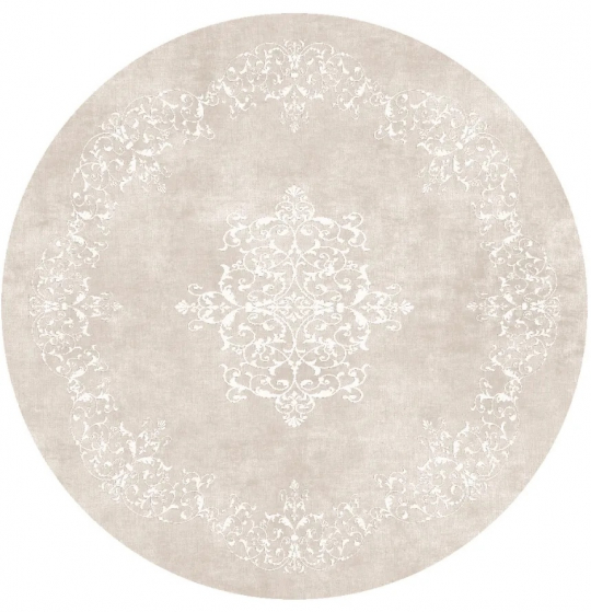 Ronde mat 'Santi' 160cm - Beige/Wit