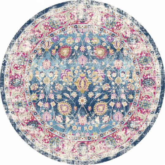 Rond tapijt 'Bouhjar' 160cm - Blauw/Roze/Multi