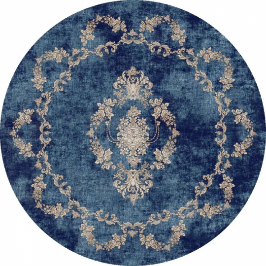 Rond tapijt 'Taknis' 120cm - Blauw
