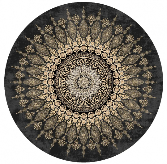 Rond tapijt ' Sandrigo' 200cm - Zwart/Goud