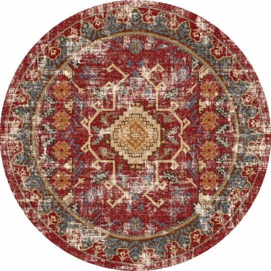 Rond kleed 'Idri' 160cm - Rood/Multi