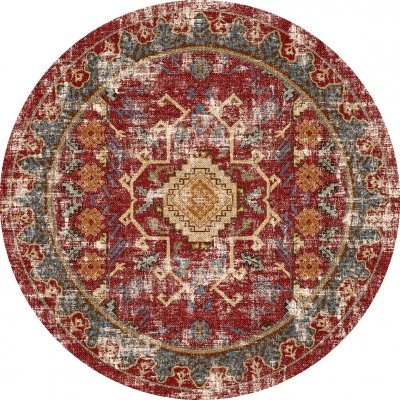 Rond kleed 'Idri' 200cm - Rood/Multi